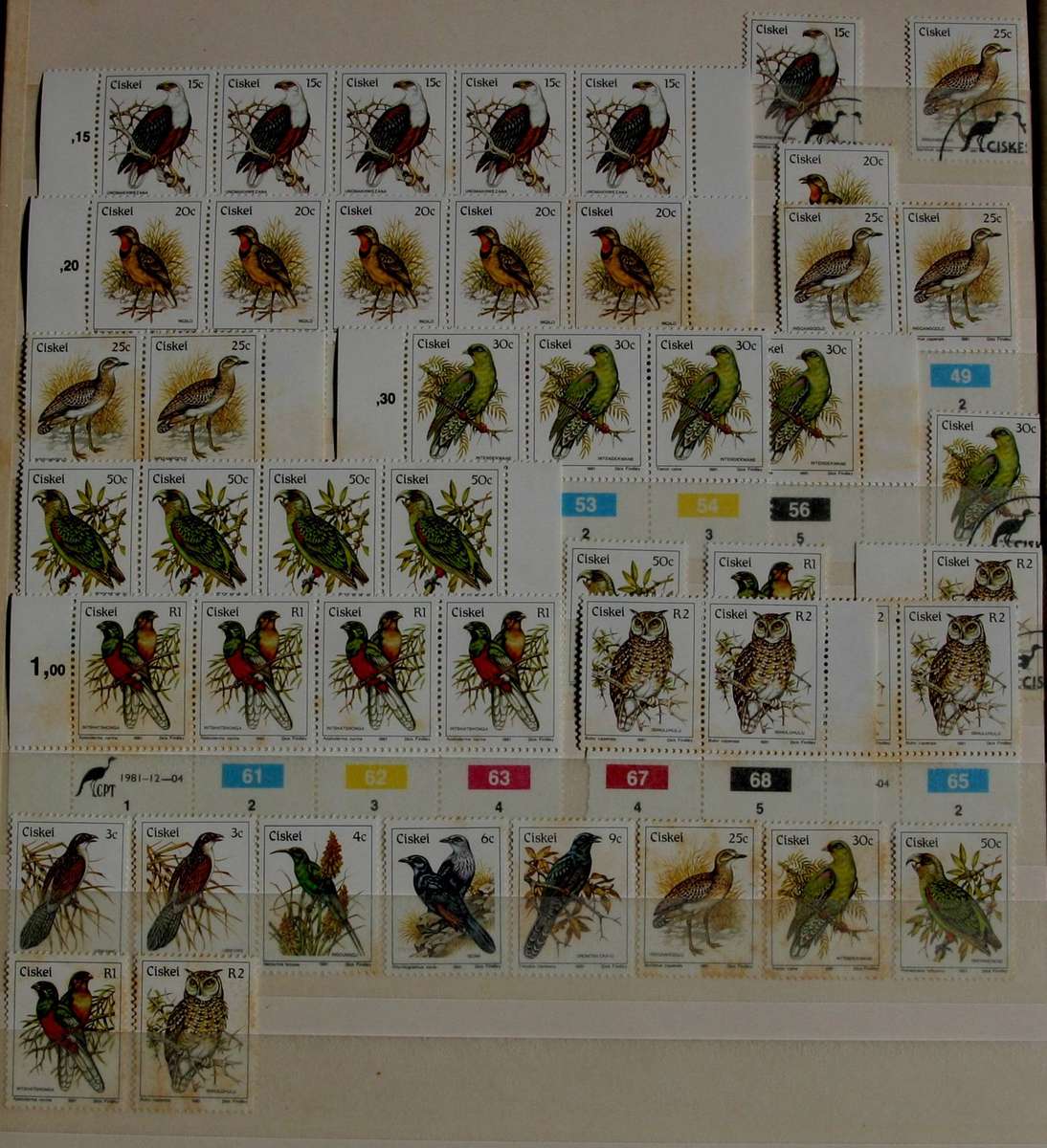 Ciskei Birds Definitive mint and used occasional minor rust generally good