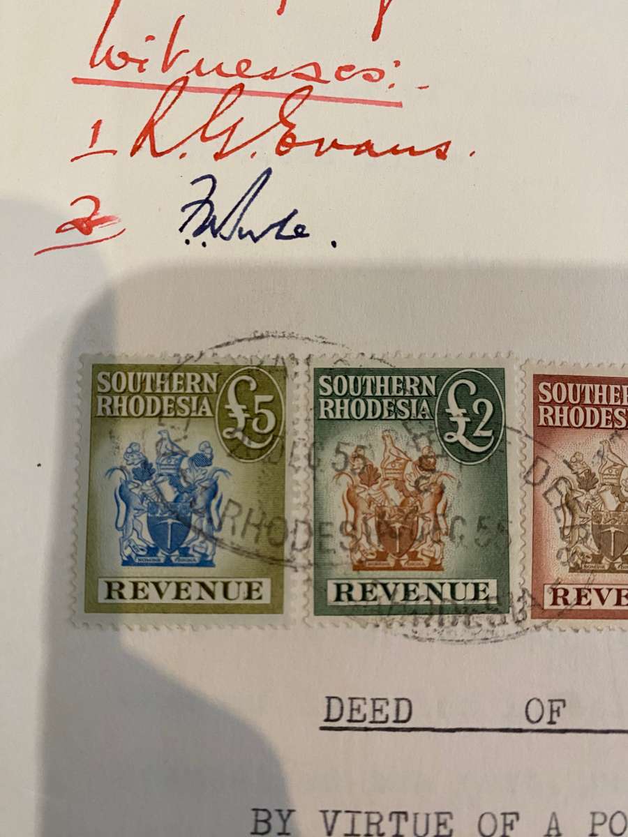 Southern Rhodesia Stamps - £5, £2, £1, 10s - Bid for all