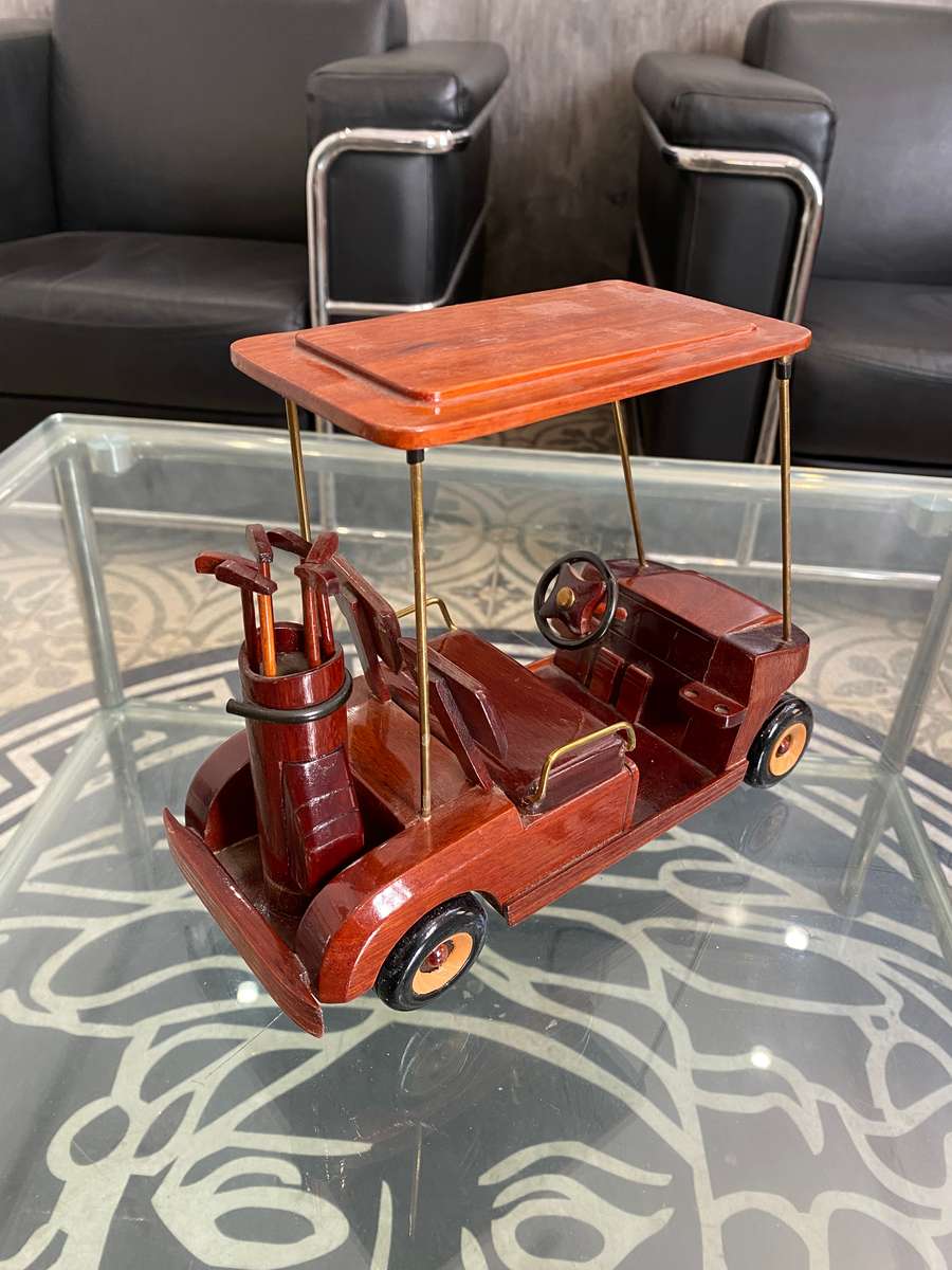 Wooden hand made large golf cart 20cm tall !!!