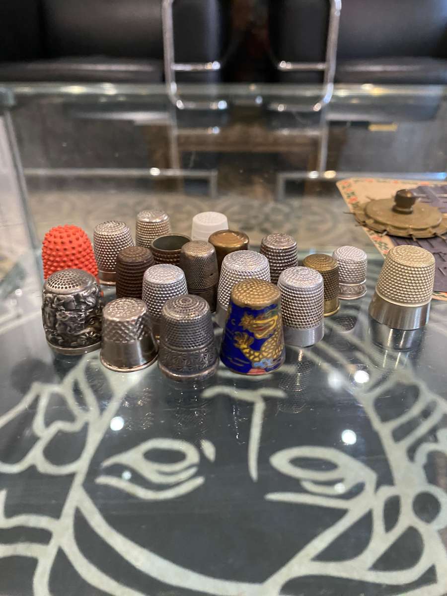 Sterling silver, enamel, painted and metal thimbles collection. Bid now!