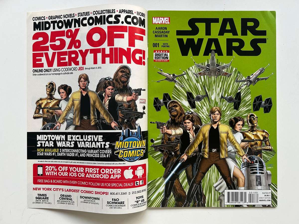 2015 MARVEL  Star Wars Vol 2 series No 1 6th printing with Rare ERROR cover