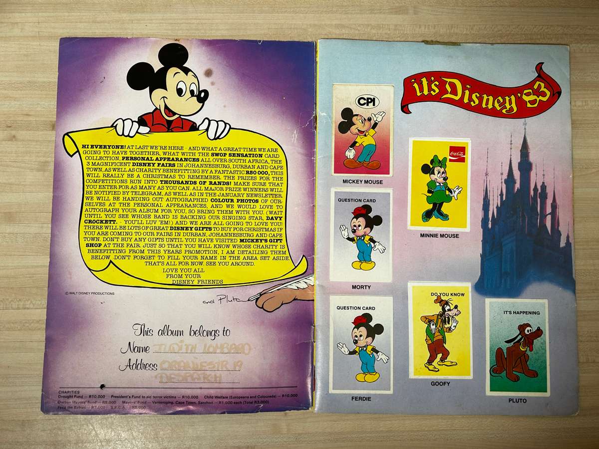 rare 1983 South African IT'S DISNEY 83 a Colin Penn Swop Sensation Sticker Album