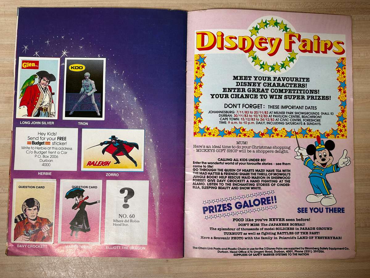 rare 1983 South African IT'S DISNEY 83 a Colin Penn Swop Sensation Sticker Album