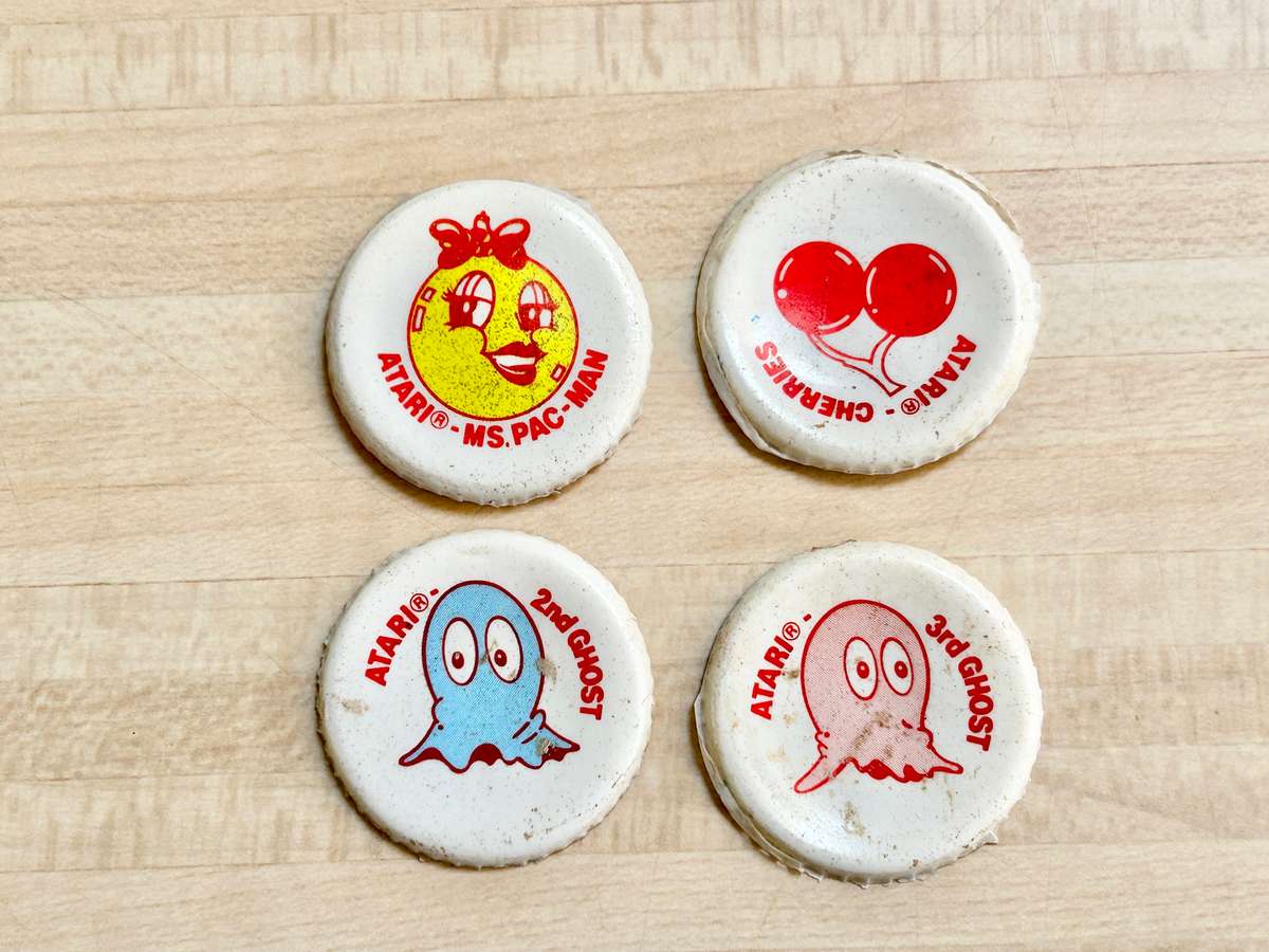 A Genuine South African Coca Cola 1983 MISS PAC-MAN Bottle Liner competition set of 4