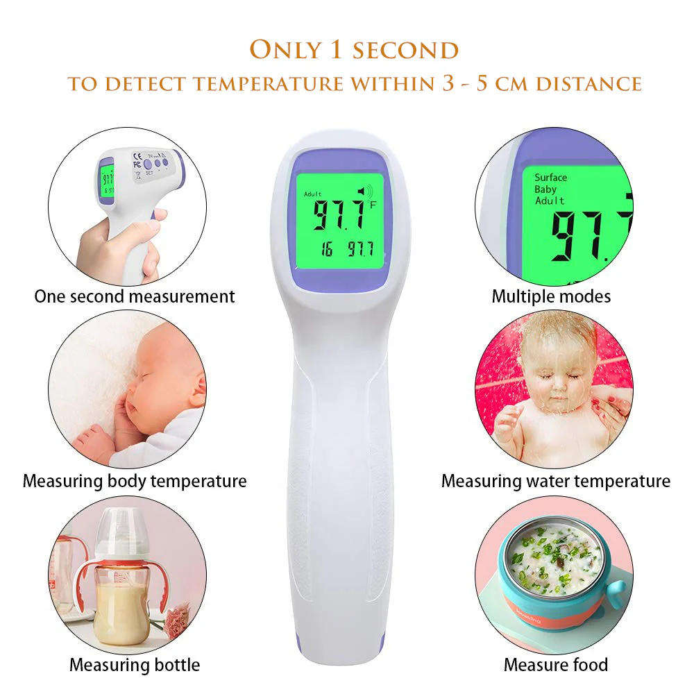 IR 988 Infrared Forehead Touchless Thermometer with Fever Alarm