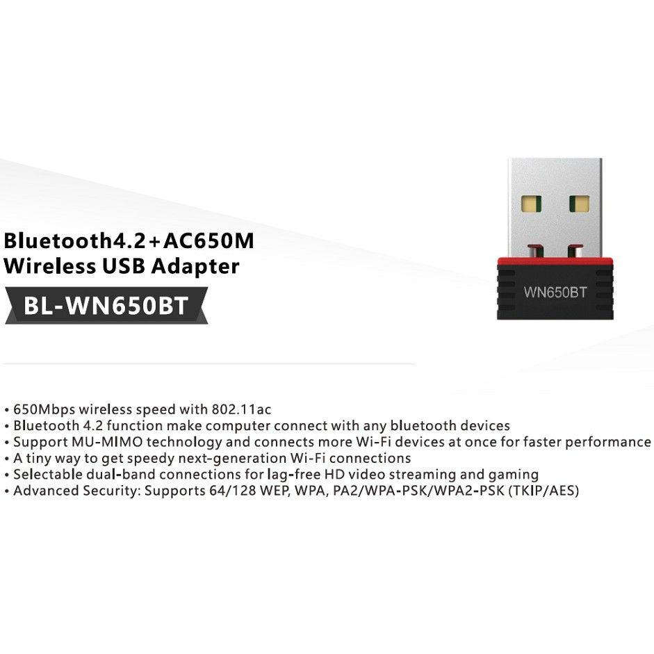 LB-Link BL-WN650BT Bluetooth 4.2 & Wifi 2.4/5 Ghz Nano Wireless USB Adapter