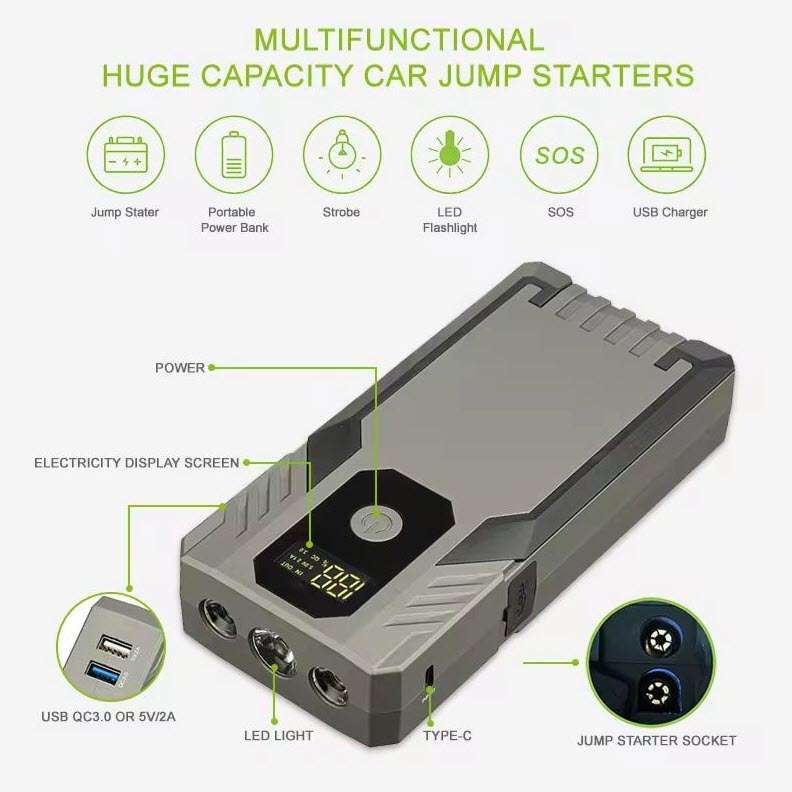 2000A 12V Car Jump Starter Power Bank