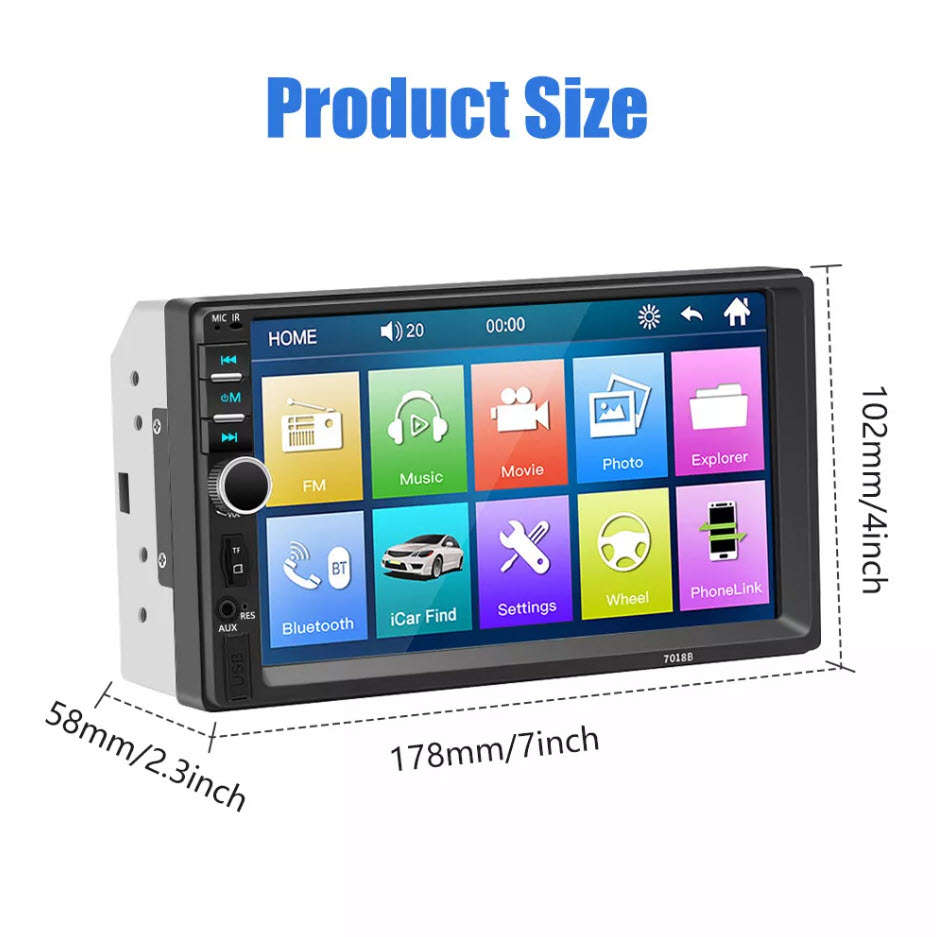 7" Double 2 DIN Car Stereo Radio MP5 Touch Screen Bluetooth FM USB + Rear Camera