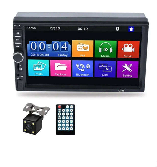 7" Double 2 DIN Car Stereo Radio MP5 Touch Screen Bluetooth FM USB + Rear Camera