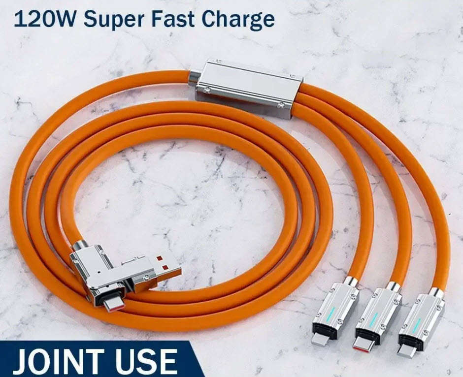 6A 120W USB Two-to-three Super Fast Charging Data Cable Efficient Convenient Multi Quick Charge