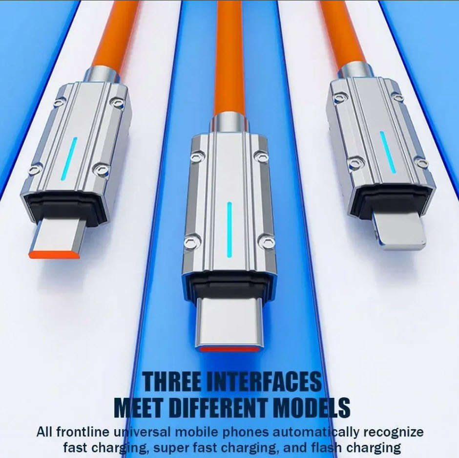 6A 120W USB Two-to-three Super Fast Charging Data Cable Efficient Convenient Multi Quick Charge