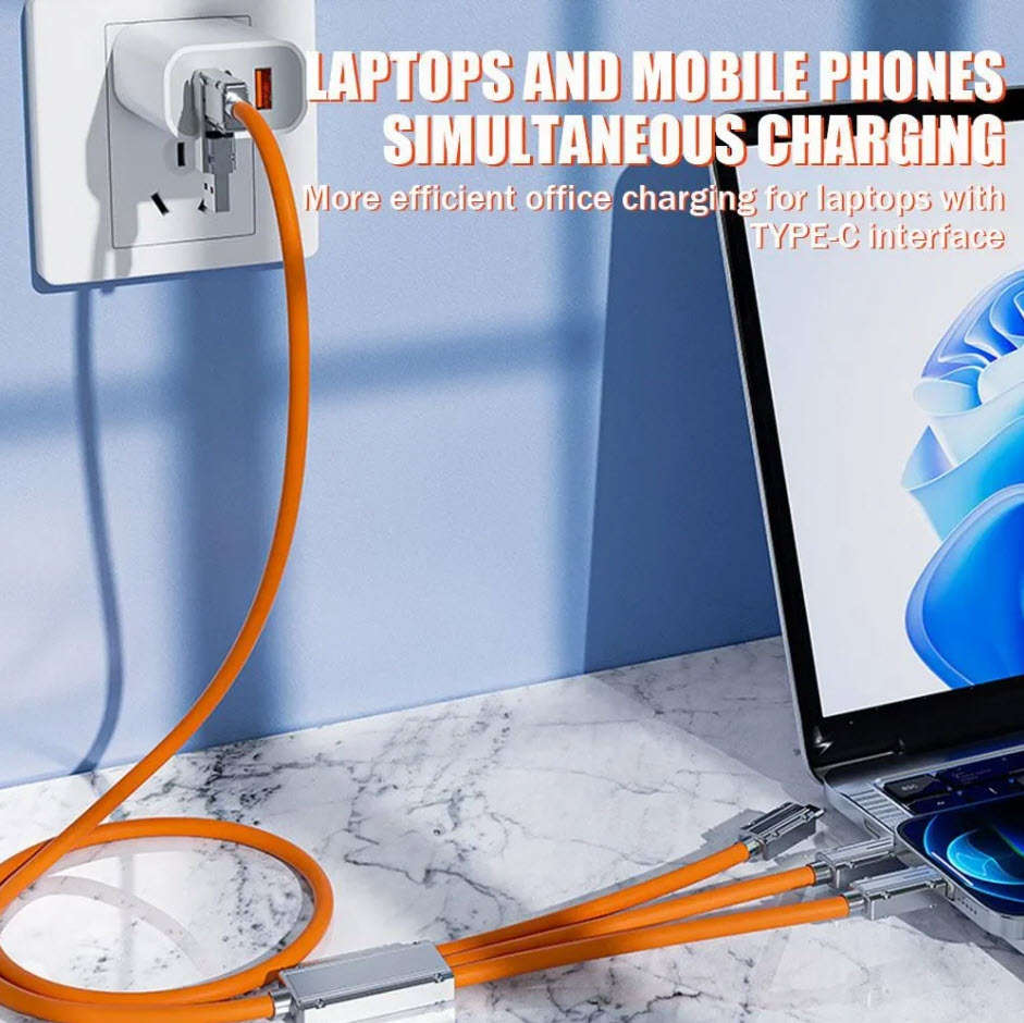 6A 120W USB Two-to-three Super Fast Charging Data Cable Efficient Convenient Multi Quick Charge