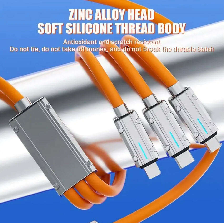 6A 120W USB Two-to-three Super Fast Charging Data Cable Efficient Convenient Multi Quick Charge