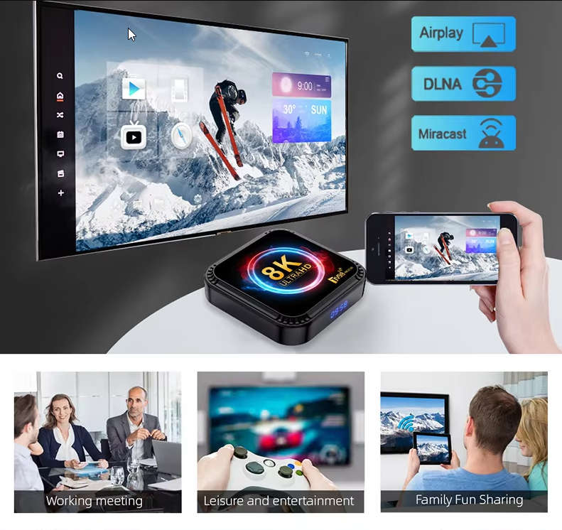 TV98 2+32G ATV 8K Smart TV Box Android 13 RK3528 Quad-core 2.4G&5G Dual Band Wifi+BT5.0 Media Player