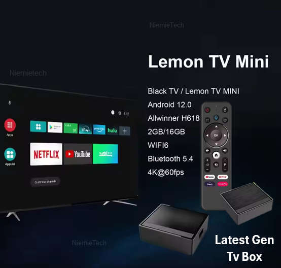 Android 12.0 Lemon Mini Allwinner H618 Quad-Core 64bit 2GB RAM 16GB ROM with 5G WiFi 4K HD TV Box