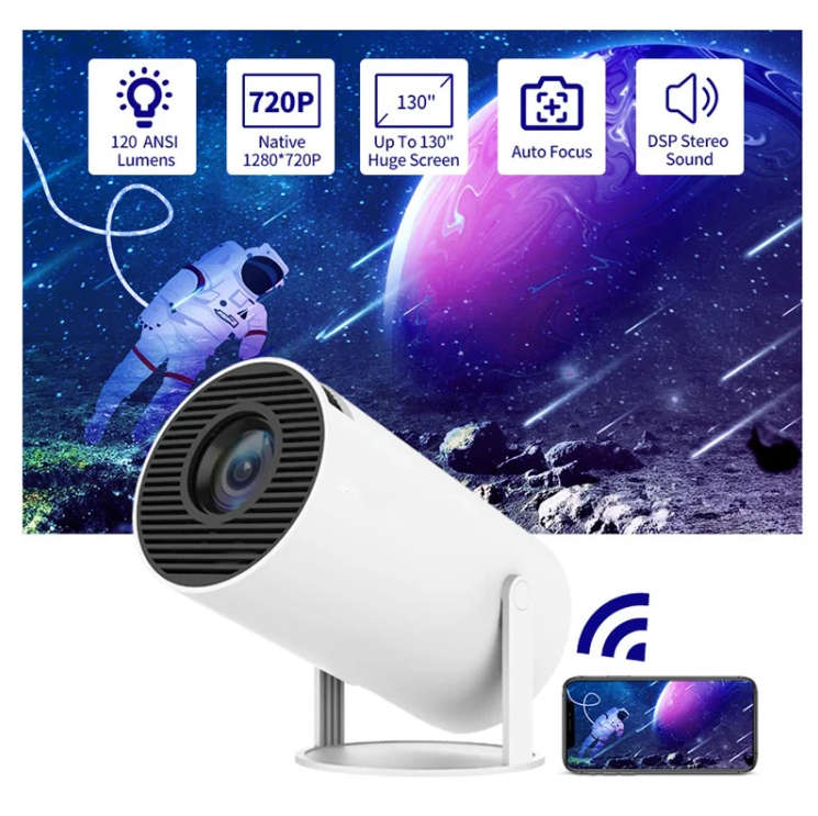 HY300 Smart Portable Projector Android 11.0 System 120 Lumen Wi-Fi 6E