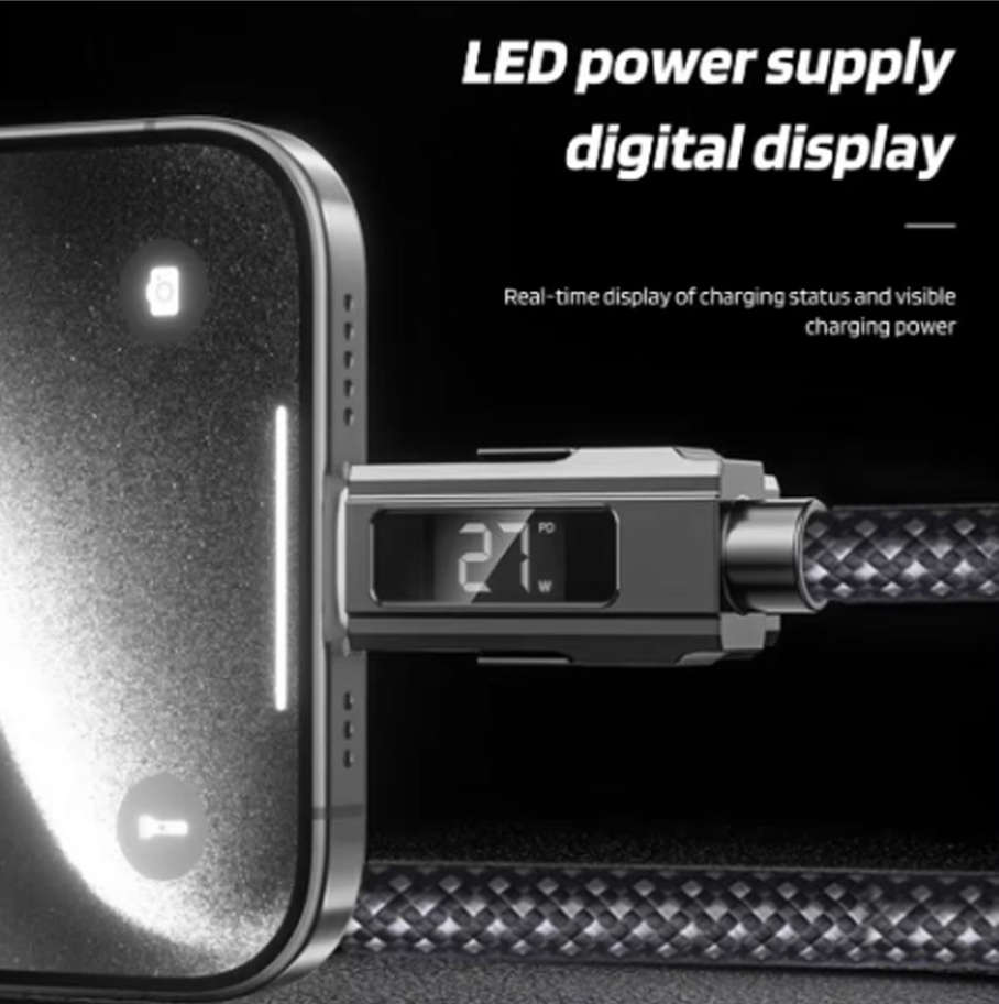 4-in-1 Charger Data Cable + LED Power Digital Display | 100W | PD Fast Charge