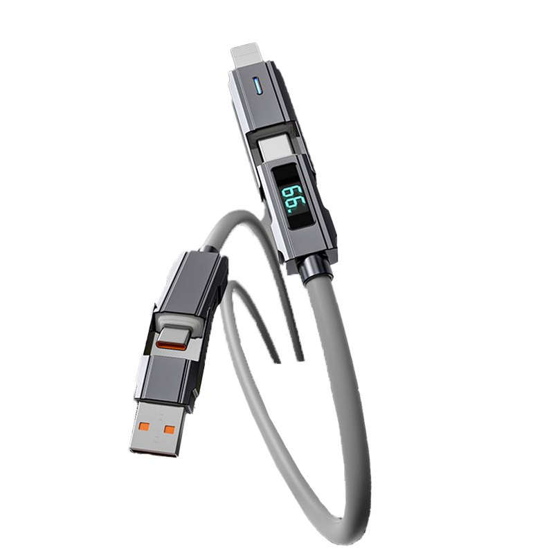 4-in-1 Charger Data Cable + LED Power Digital Display | 100W | PD Fast Charge