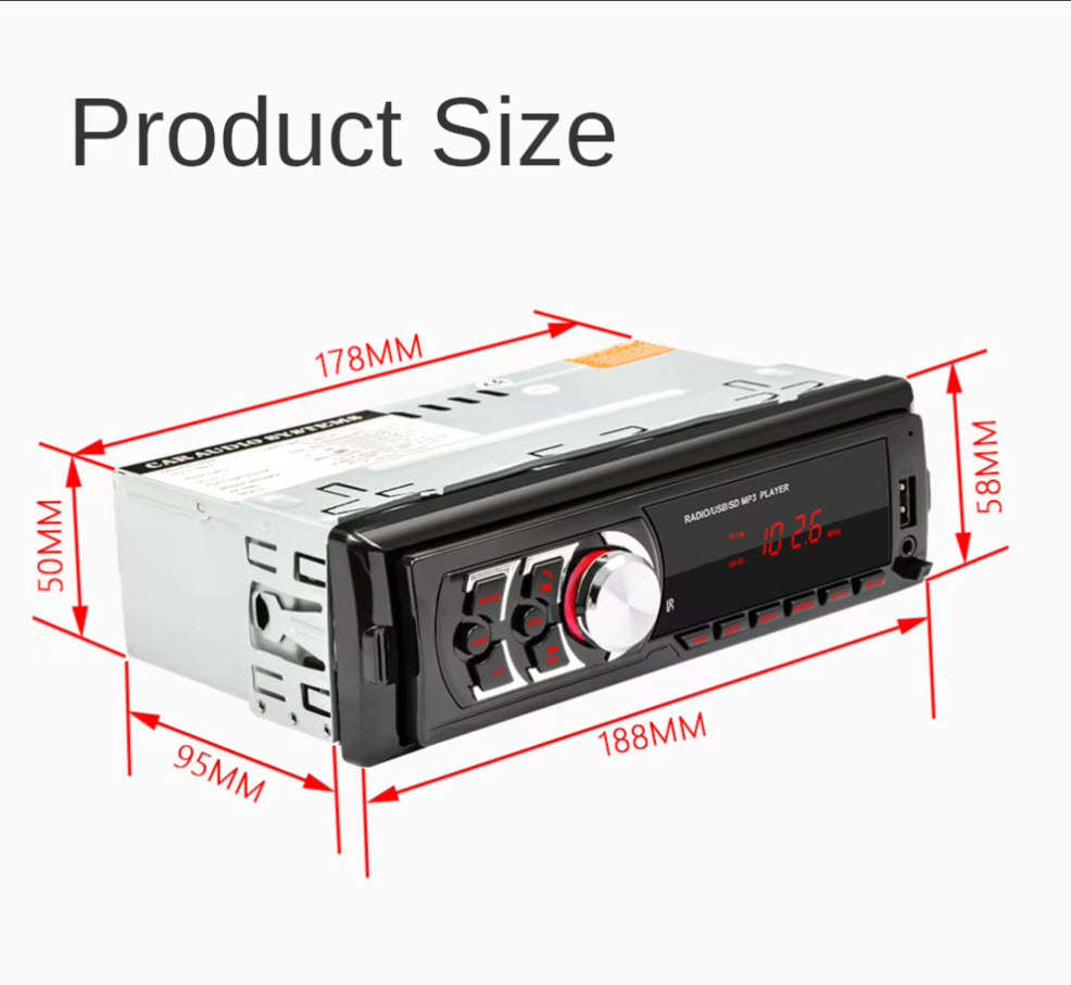 Digimark Single Din Car Radio MP3 Player Auto Bluetooth Wireless FM Radio Music Player