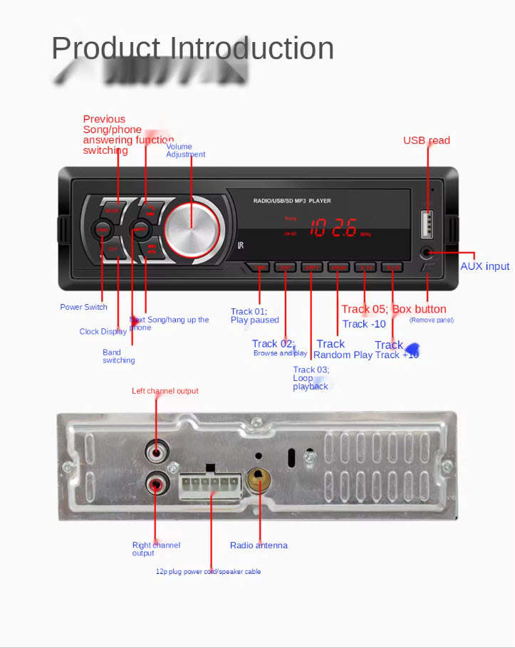 Digimark Single Din Car Radio MP3 Player Auto Bluetooth Wireless FM Radio Music Player