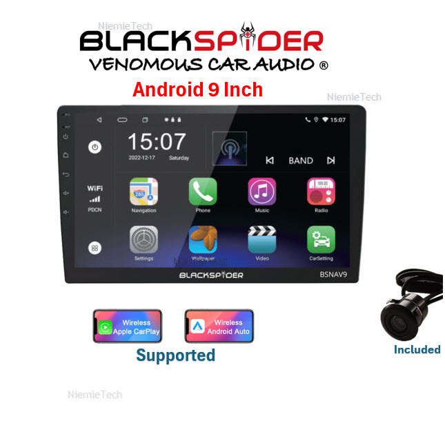 Blackspider  Android BSNAV9 9 Inch Wireless Apple CarPlay Android Auto Radio FREE reverse CAM
