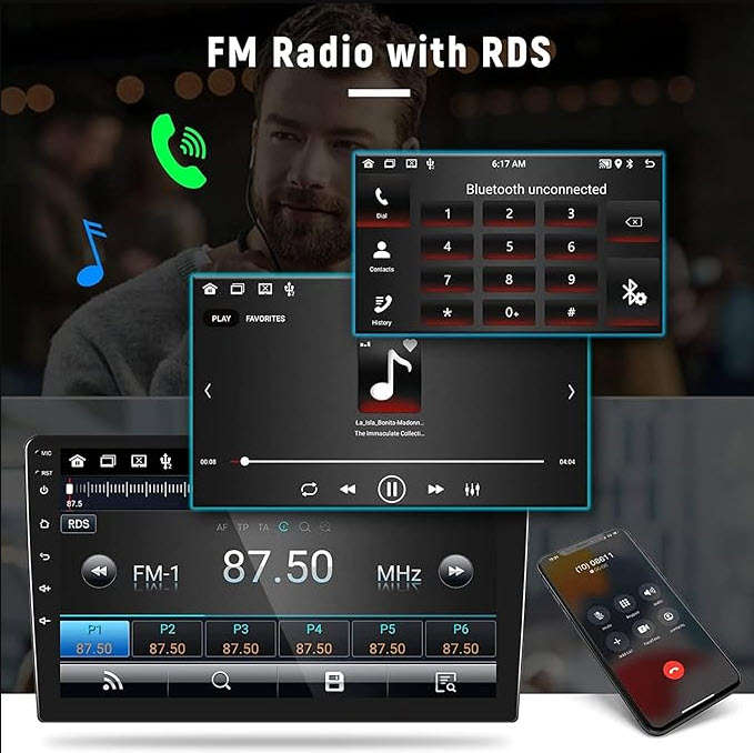 Pervoi 9 inch CTC9801 HD1080 Touch Screen Car Radio Android 64GB+4GB Stereo FM RADIO Bluetooth WIFI