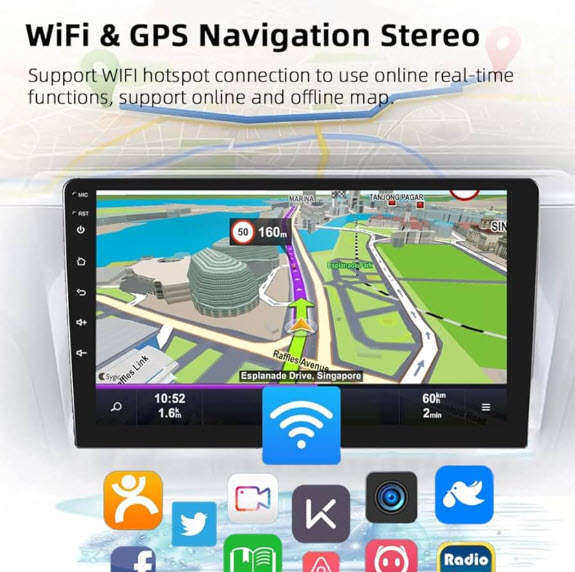 Pervoi 9 inch CTC9801 HD1080 Touch Screen Car Radio Android 64GB+4GB Stereo FM RADIO Bluetooth WIFI