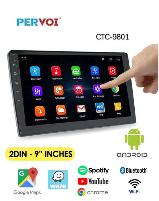 Pervoi 9 inch CTC9801 HD1080 Touch Screen Car Radio Android 64GB+4GB Stereo FM RADIO Bluetooth WIFI