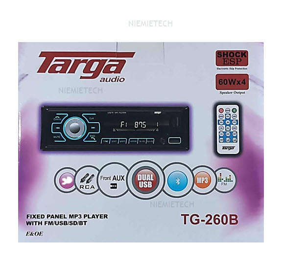 60W x 4 Targa TG260B Single Din Bluetooth Media Player Habndsfree