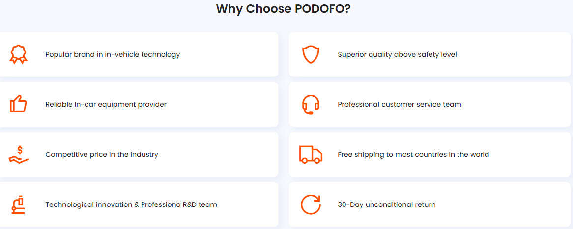 Podofo 7Inch Touch Double Din Wireless Android Auto Carplay Radio BT FM AM USB Type-C & DVR Function