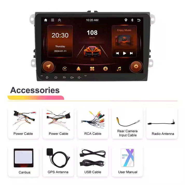 9'' Android Car Radio2+64G CarPlay Android Auto Car Stereo with GPS WIFI FM RDS For VW/Skoda/Golf