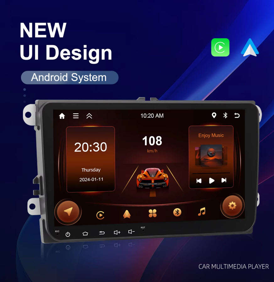 9'' Android Car Radio2+64G CarPlay Android Auto Car Stereo with GPS WIFI FM RDS For VW/Skoda/Golf