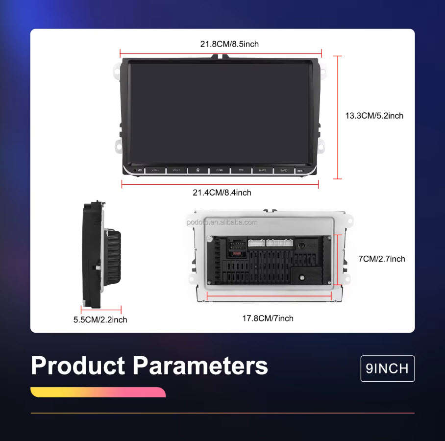 9'' Android Car Radio2+64G CarPlay Android Auto Car Stereo with GPS WIFI FM RDS For VW/Skoda/Golf