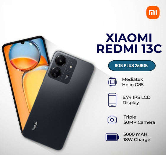 Xiaomi Redmi 13C 8GB Ram 256GB Rom Dual Sim - Midnight Black
