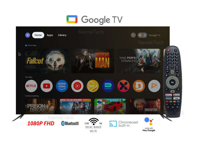 Lexuco 40-inch FHD Borderless Google/Netflix Certified Smart TV 3 x HDMI Wi-Fi 5G & 8GB Rom 2GB Ram