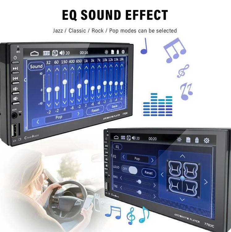 Yakoc Android Auto/Carplay Double din 7inch HD Touch Led Screen Head unit with DVR Function