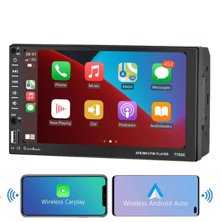 Yakoc Android Auto/Carplay Double din 7inch HD Touch Led Screen Head unit with DVR Function