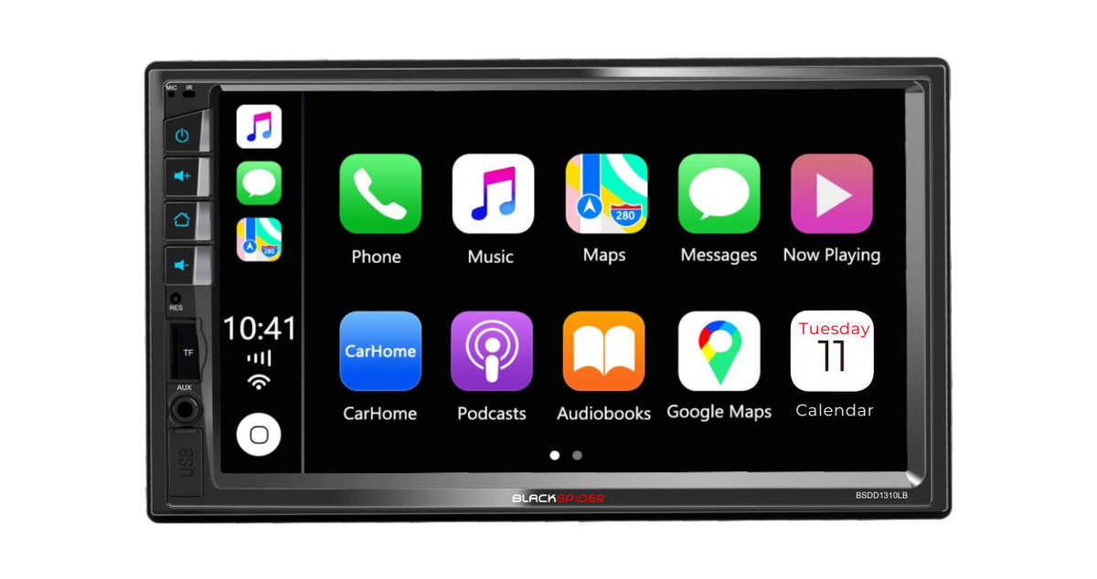BlackSpider BSDD1310LB 2Din Bluetooth Wired Apple Carplay Android Auto Radio