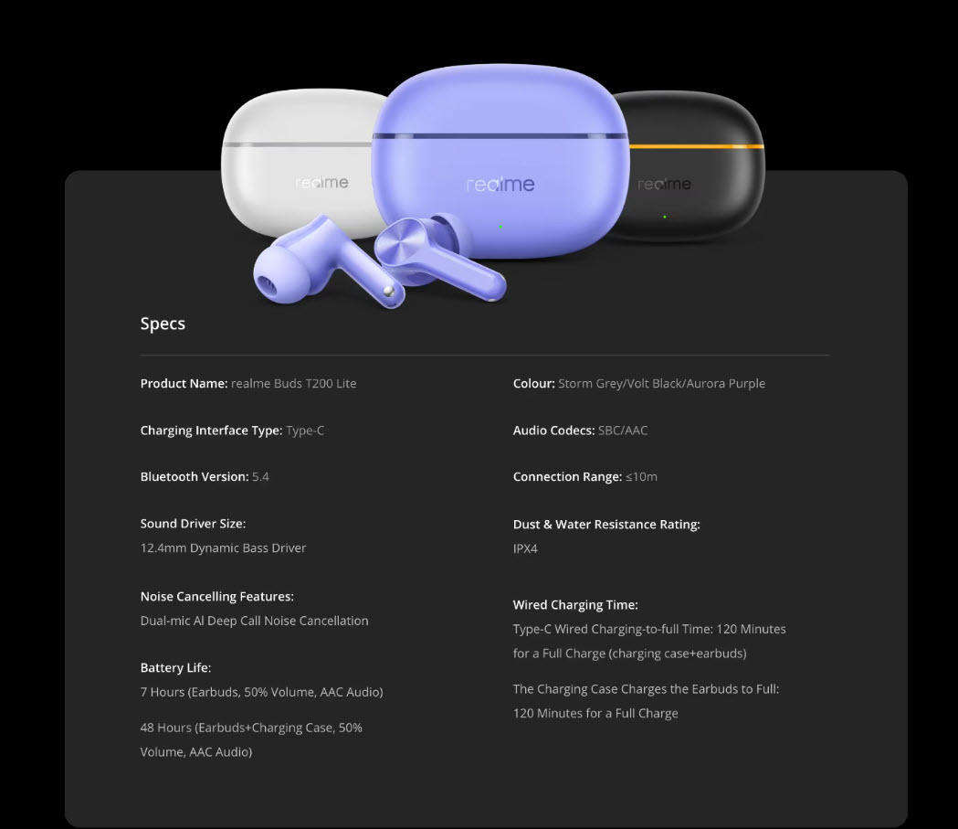 Realme Buds Purple BT in Ear Earbuds,4 Mic, AI ENC 4 Calls,48 Hours Playback with  Fast Charging