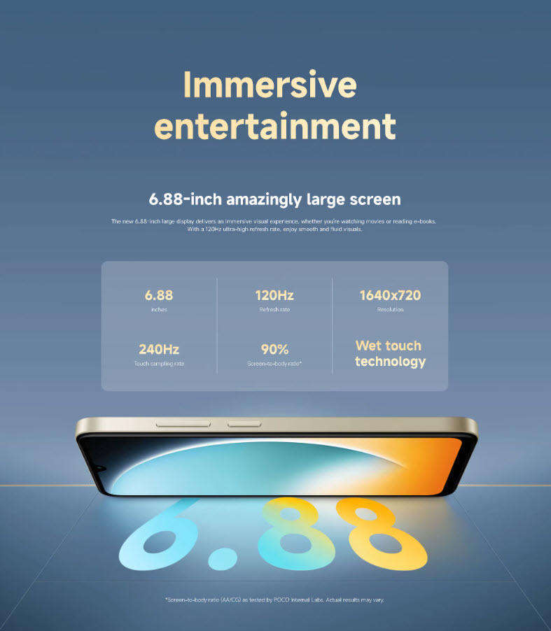 Desert Gold Xiaomi Poco C71 128GB Mobile Phone 120hz Screen Global Version