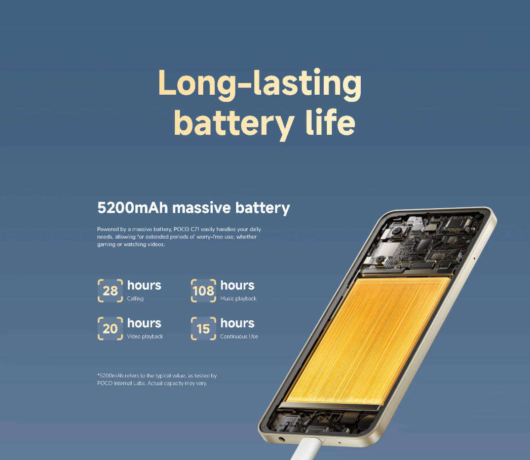 Desert Gold Xiaomi Poco C71 128GB Mobile Phone 120hz Screen Global Version