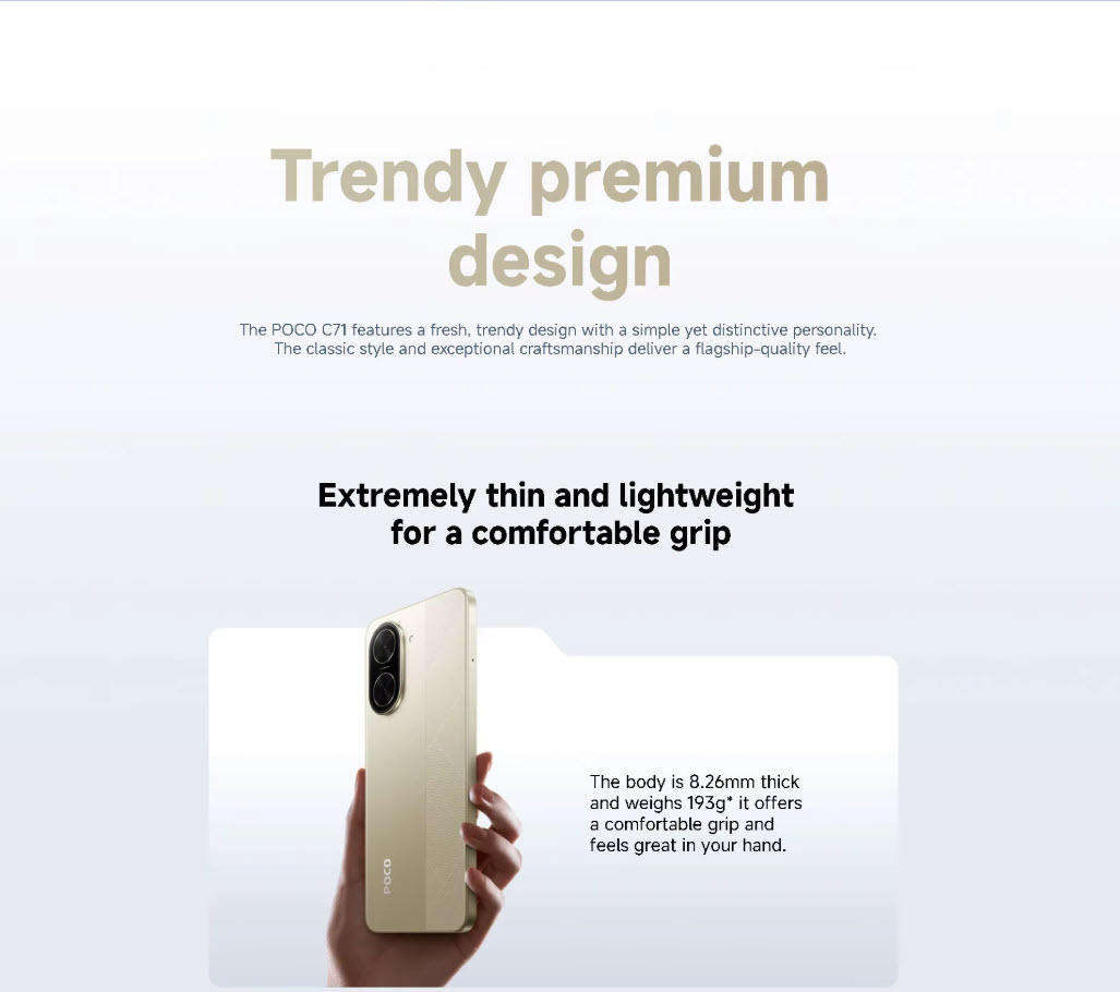 Desert Gold Xiaomi Poco C71 128GB Mobile Phone 120hz Screen Global Version