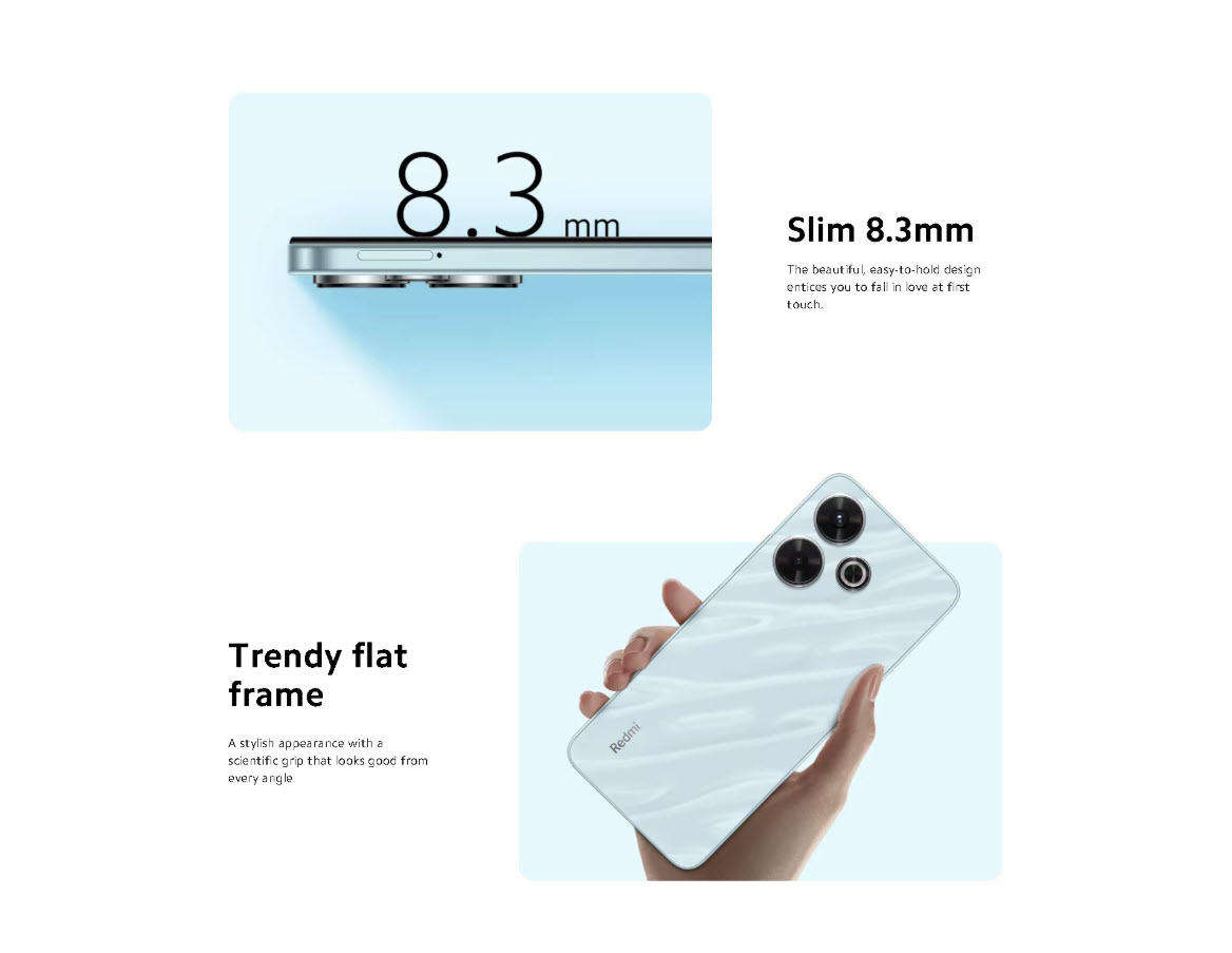 Ocean Blue Xiaomi Redmi 13 6.8 inch 90Hz Display 128GB Mobile Phone