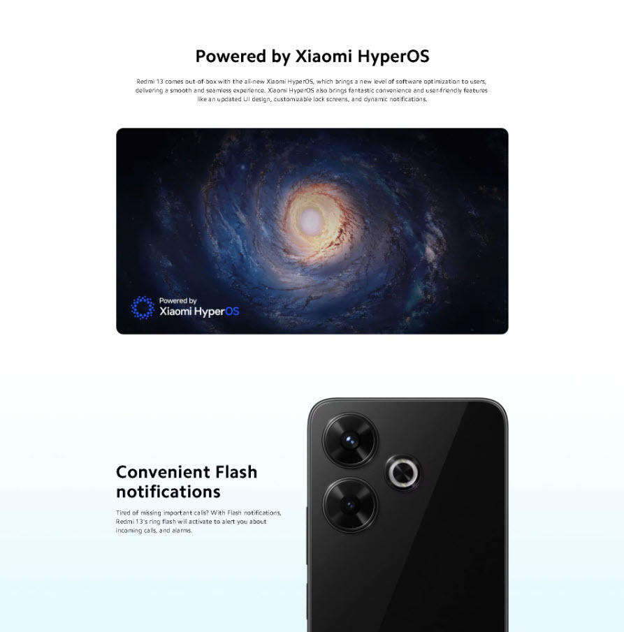 Ocean Blue Xiaomi Redmi 13 6.8 inch 90Hz Display 128GB Mobile Phone