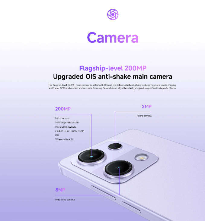 Xiaomi Redmi Note 14s Pro smartphone, 8+256GB, Aurora Purple, 200MP OLED 6.7" Screen