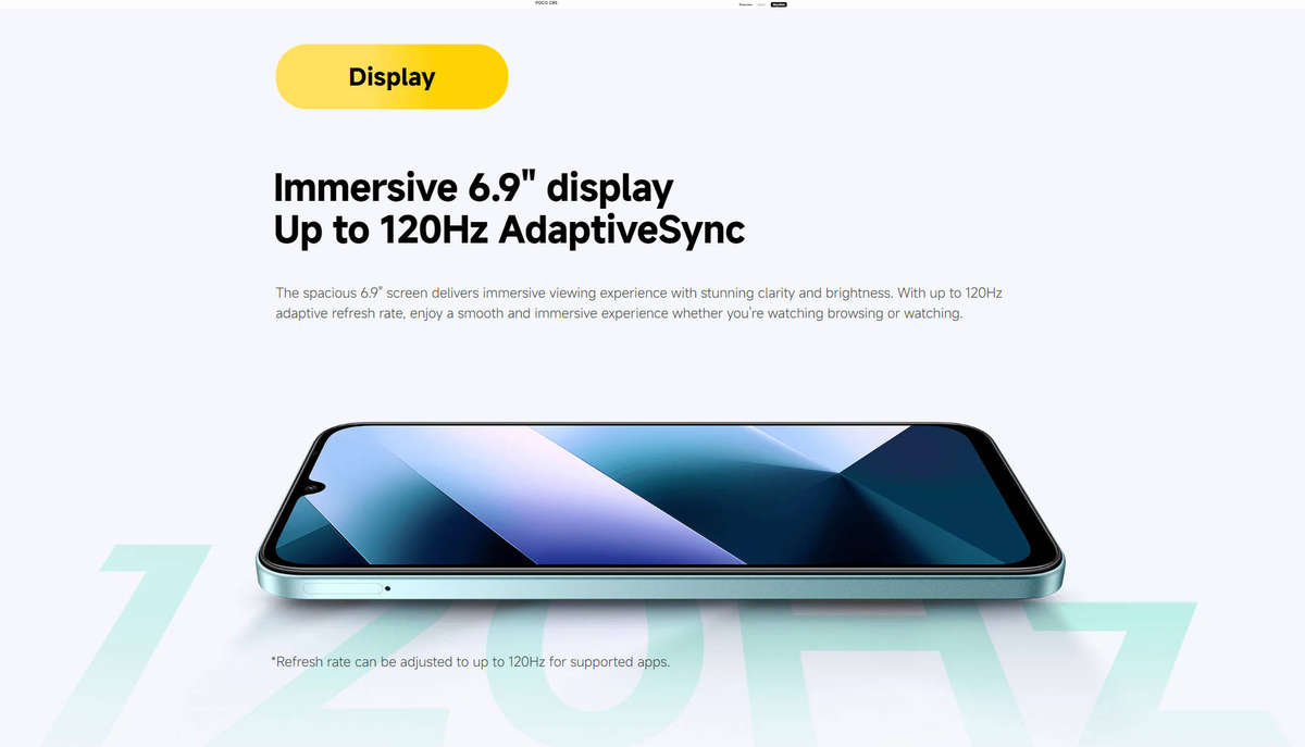 Green Xiaomi Poco C85 8GB Ram+256GB Rom 120Hz 6.9" Screen