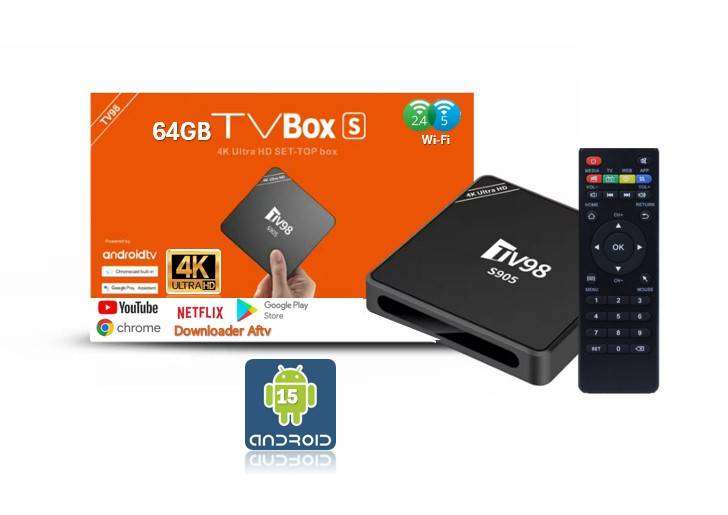 Android 15 Tv98 S905 Tv Box with Wi-Fi 6e Ultra Fast Wi-Fi speed