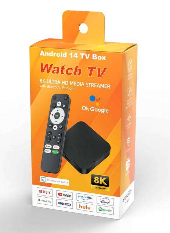 Latest Gen Android 14 TVOS 8K U16 Plus 4GB Ram with 64GB Rom Quad Core Cpu 5G WiFi, BT5.2 Tv Box