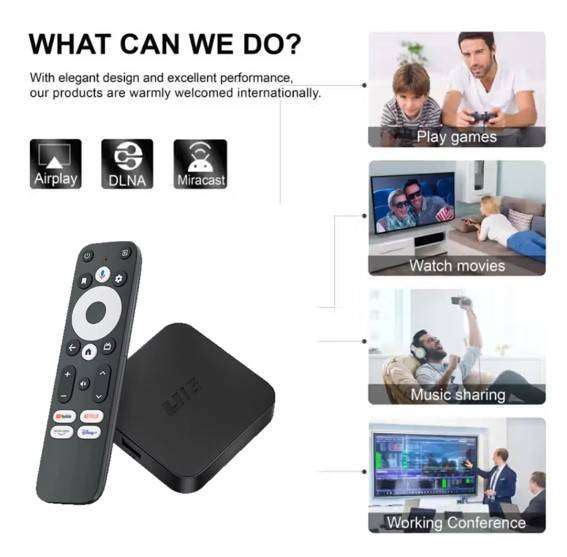 Latest Gen Android 14 TVOS 8K U16 Plus 4GB Ram with 64GB Rom Quad Core Cpu 5G WiFi, BT5.2 Tv Box