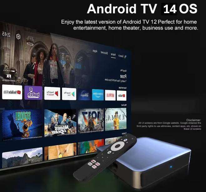 Latest gen Android 14 Google & Netflix certified GD2 TV box TVOS supports 32GB storage